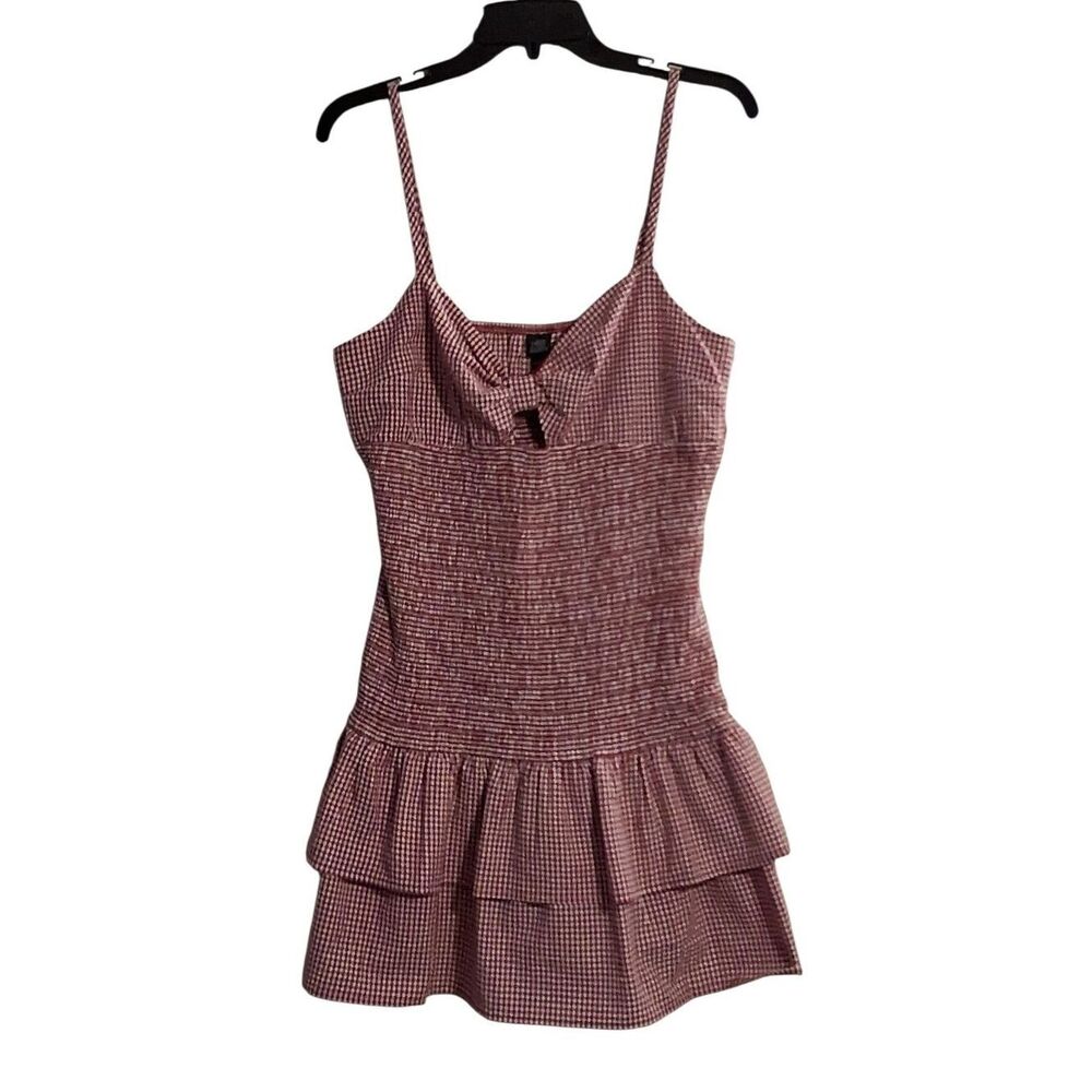Wild Fable Game Day Womens Ruffled Gingham Crimson Dress Large Retail 30.00